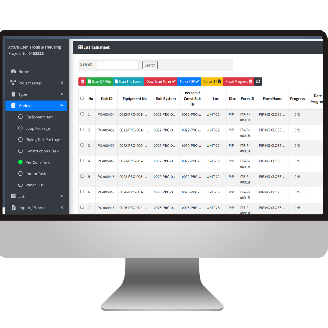 Precommissioning & Commissioning Tool